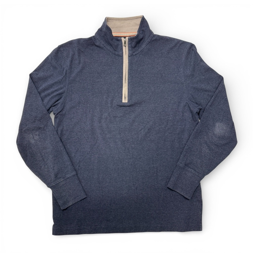 The Normal Brand 1/4‎ Quarter Zip Mens Medium Pullover Navy Blue Heather Cotton